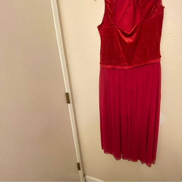 Weissman Dance costume red maxi mesh flocked dress More 12261 Adult XLA - Picture 5 of 11